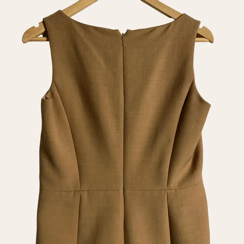 Tory Burch Azalea Camel Tan Wool Sleeveless Sheath Dress Size 4